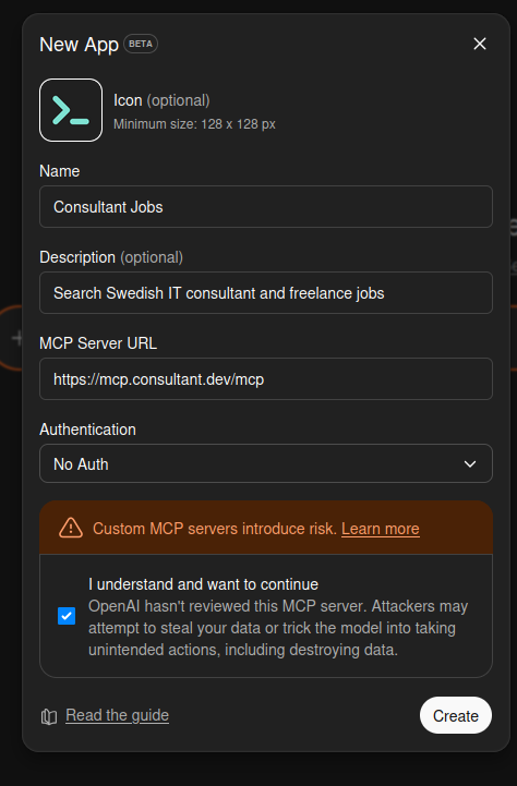 Connector configuration dialog